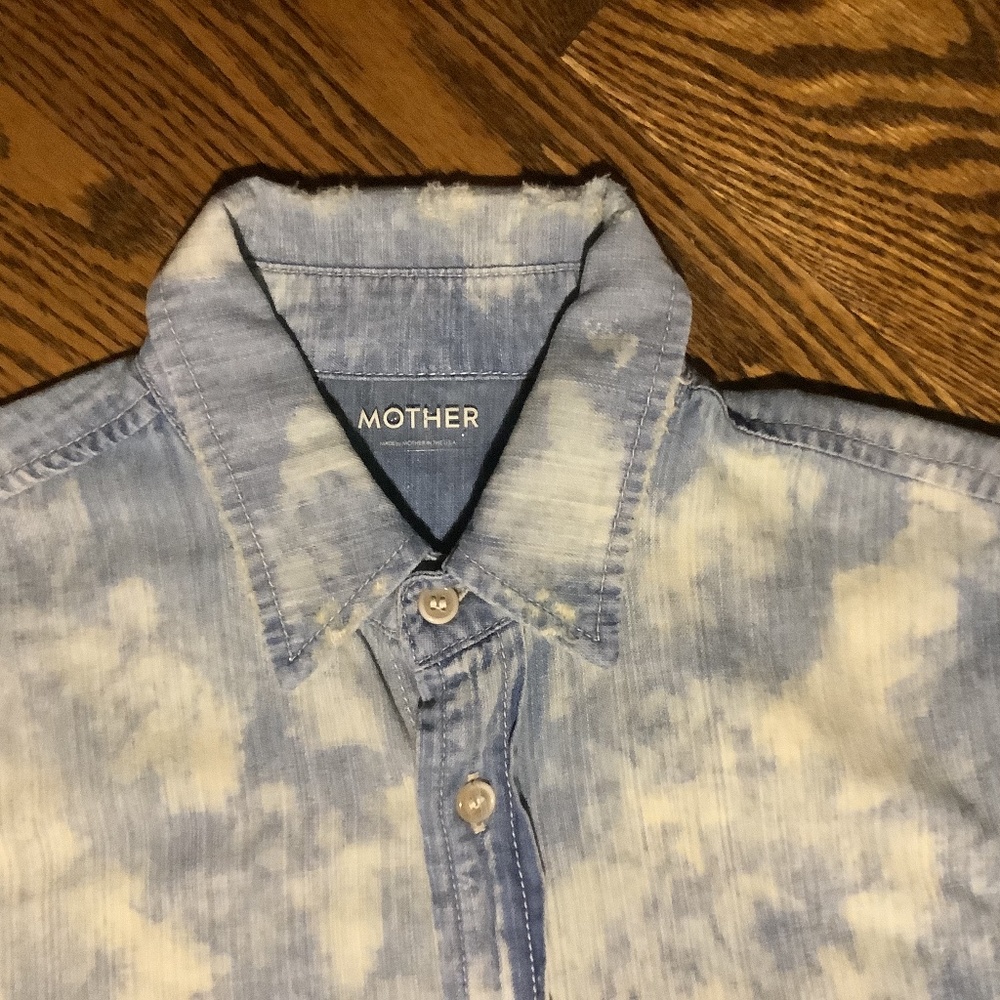 MOTHER DENIM Distressed Denim Shirt XS
